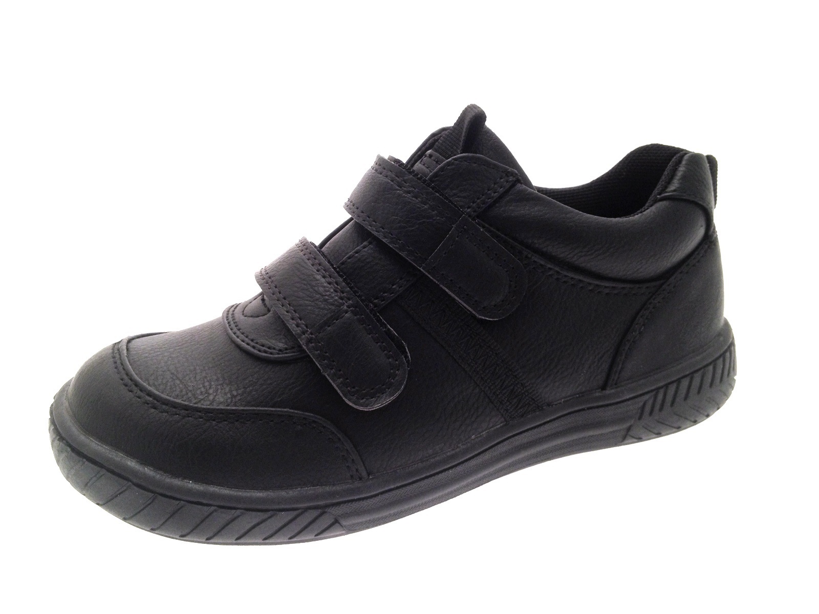 Kids Boys Black Faux Leather School Shoes Lace Up Sports Trainers Size